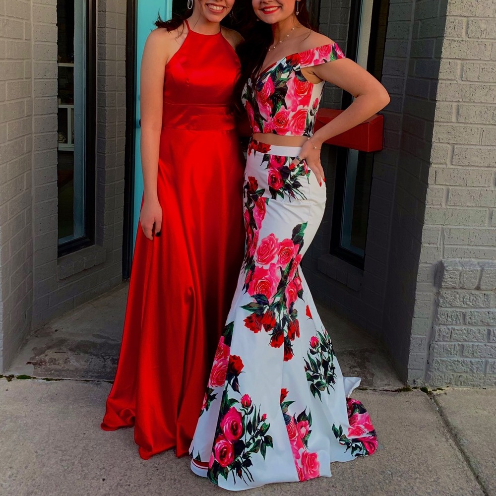 Floral Off-Shoulder Prom Dress